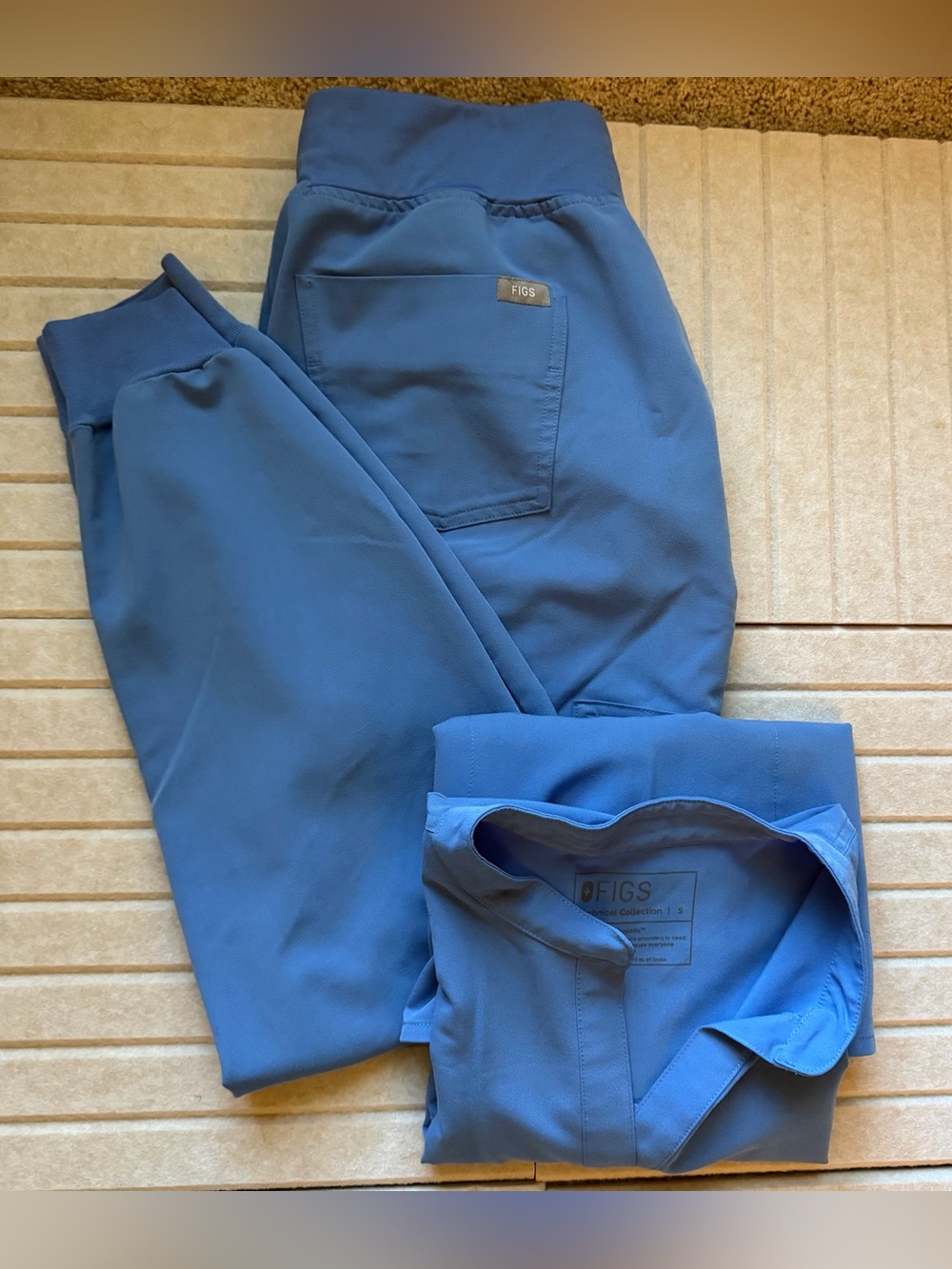 Figs Cecil Blue Scrub Set Rafaela Top (Size S) + Joggers (Size M/P)